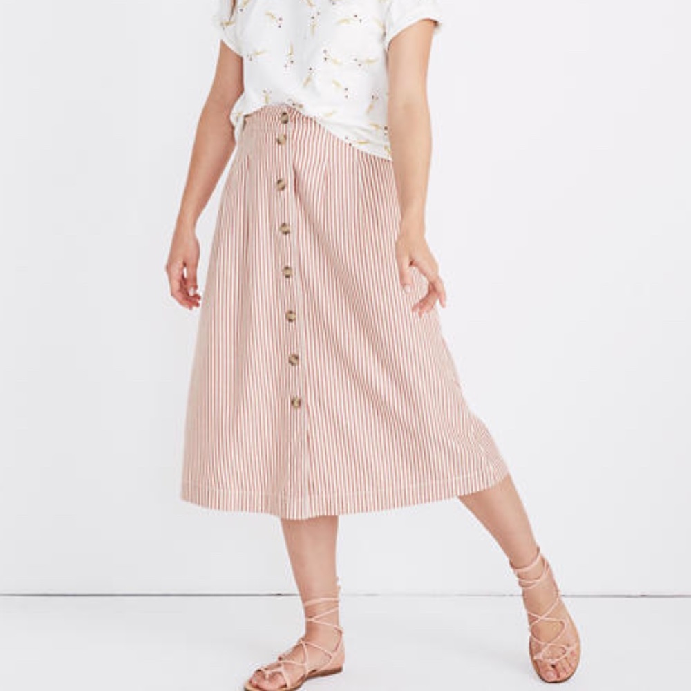 Madewell Patio Button-Front Midi Skirt
